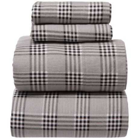 Marwah Tribeca Living Grey Savannah Plaid Flannel Sheet Set - King