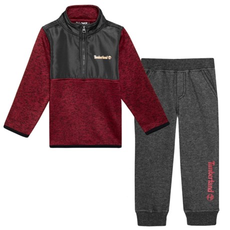 Timberland Knit Fleece Zip Neck Jacket and Joggers Set (For Toddler Boys)