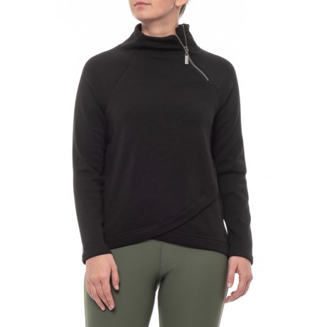 CG Sport Black Fleece Mock Wrap - Zip Neck, Long Sleeve (For Women)