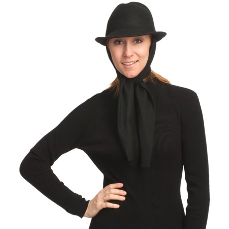 Asian Eye Harlow Classic Fedora Hat with Attached Scarf - Wool Felt (For Women)