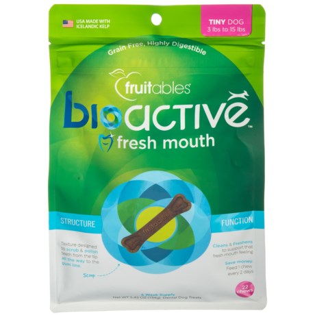 Fruitables Bioactive Fresh Mouth Dog Dental Chews - 22-Count Pouch (Tiny)