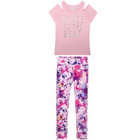 90 Degree by Reflex Dance to the Beat Shirt and Leggings Set - Short Sleeve (For Big Girls)