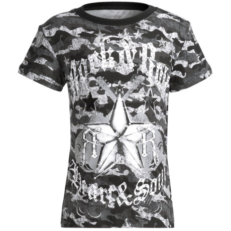 Rock & Roll Cowgirl Print Jersey T-Shirt - Short Sleeve (For Girls)