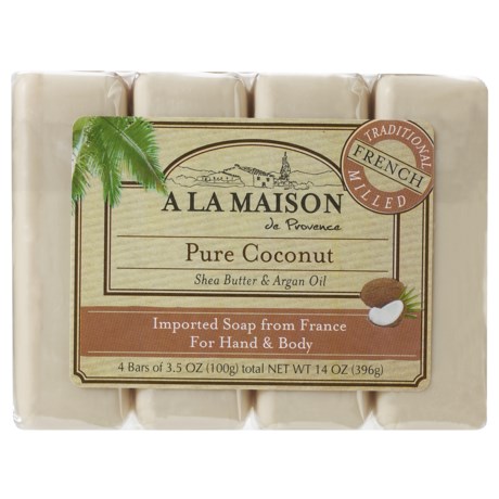 A La Maison Coconut Bar Soap - 4 Bars, 3.5 oz. Each