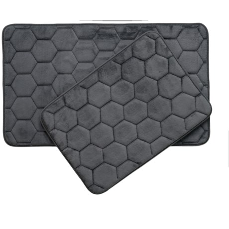 Sanctuary Charcoal Honeycomb Memory-Foam Bath Rugs - Set of 2