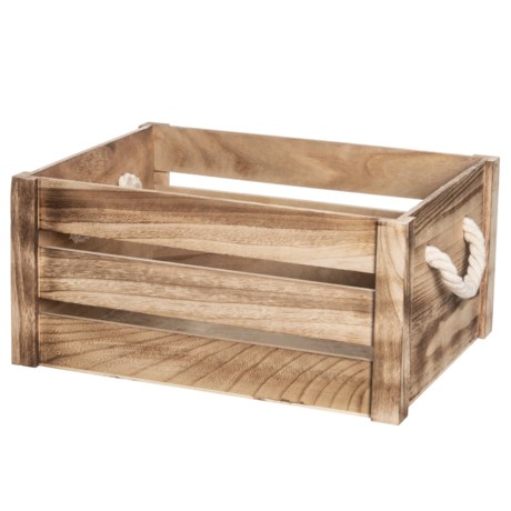 Azzure Natural Stain Wooden Slat Crate - 16x12x18”