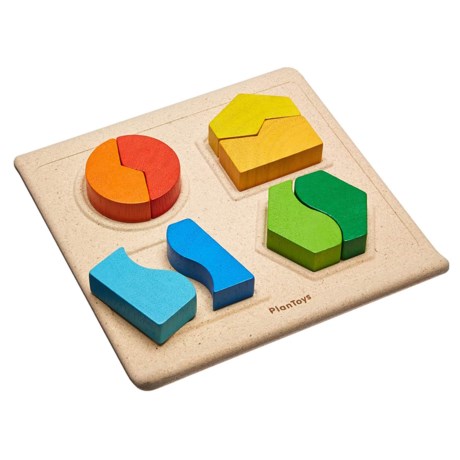 PlanToys Shape Matching Puzzle - Wood, 9 Pieces