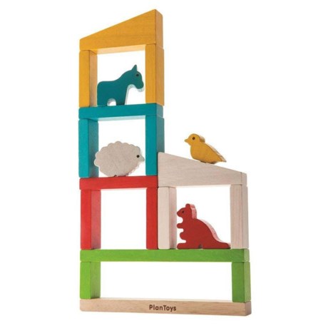 PlanToys Build A Zoo Toy - Wood, 21 Pieces