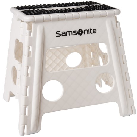 Samsonite Tall Folding Step Stool with Handle - White-Black, 13”
