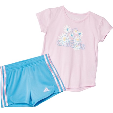 adidas Toddler Girls C Graphic T-Shirt and Three-Stripe Woven Shorts Set - Short Sleeve