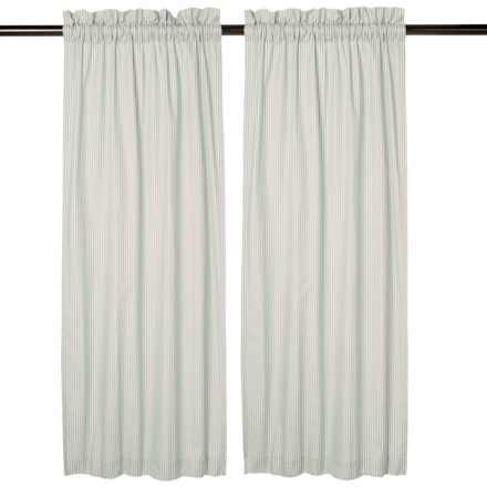 Thermalogic Ticking Stripe Energy Efficient Insulated Curtains - 80x84”, Pole Top, 2 Panels, Sage in Sage