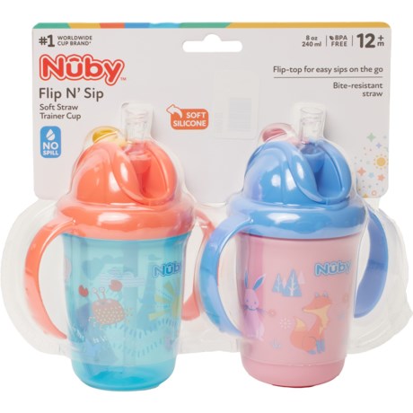 NUBY Flip N’ Sip 2-Handle Cups - 2-Pack, 8 oz.