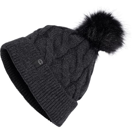 Chaos Twist Cable Cuff Pompom Beanie (For Girls)