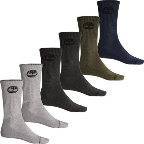 Timberland High-Performance Cushioned Socks - 6-Pack, Crew (For Men)