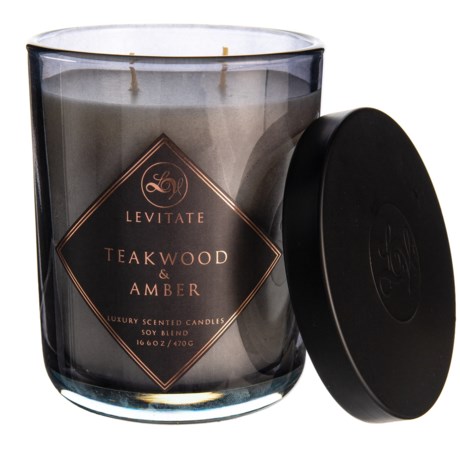 Levitate Candles Teakwood and Amber Soy-Blend Candle - 2-Wick, 16 oz.