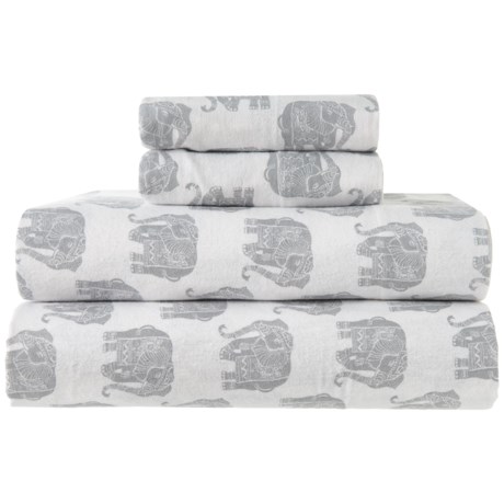 Hampton Collection Flannel Cotton Flannel New Elephant Grey Sheet Set - Full