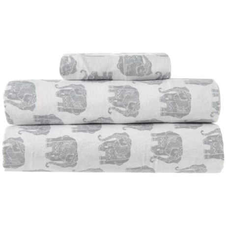 Hampton Collection Flannel Cotton Flannel New Elephant Grey Sheet Set - Twin