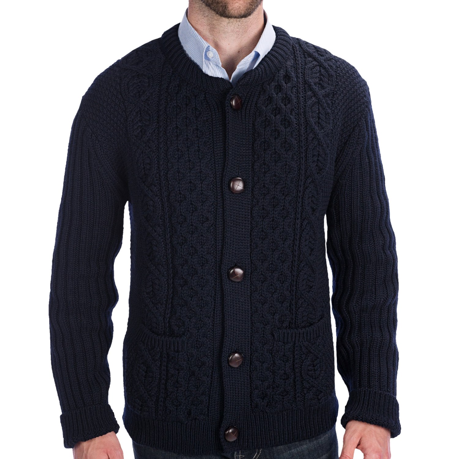 Peregrine by J.G. Glover Cable-Knit Crew Cardigan Sweater (For Men ...