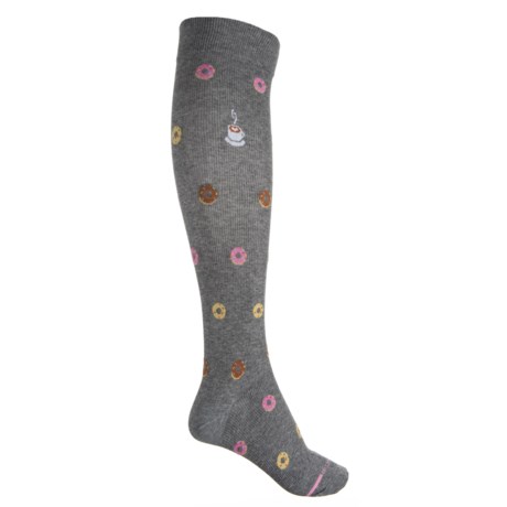 Dr. Motion Coffee and Doughnuts Premium Mild Compression Knee-High Socks - Over the Calf (For Women)