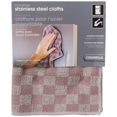 Casabella Clean Microfiber Stainless Steel Cleaning Cloths - 2-Pack
