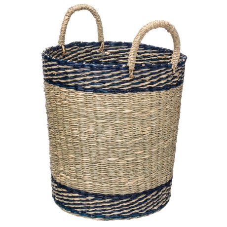 UMA Blue Stripe Seagrass Storage Basket - Small