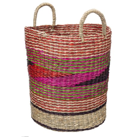UMA Mosaic Pink Seagrass Storage Basket - Medium