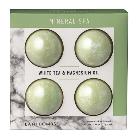Mineral Spa White Tea and Magnesium Oil Bath Bomb - 4-Pack