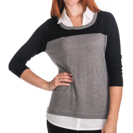 August Silk Color-Block Sweater - 12-Gauge (For Women)