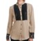 August Silk Tuxedo Bib Shirt - Long Sleeve (For Women)