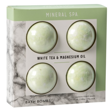 Mineral Spa White Tea and Magnesium Oil Bath Bomb - 4-Pack
