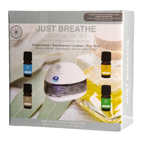Lifestyle Products Aroma Essence Just Breathe Essential Oil and Diffuser Set
