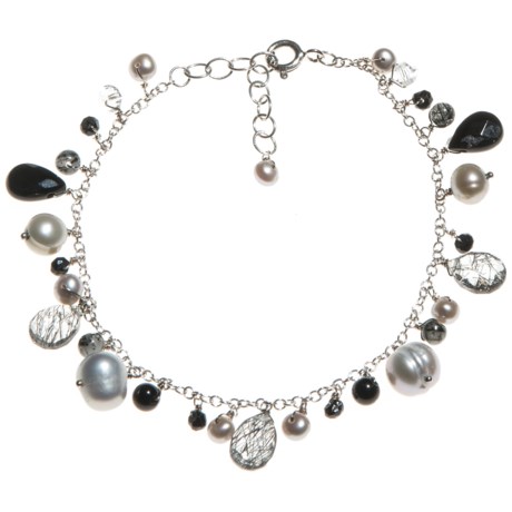Stanley Creations Rutilated Black Onyx and Glass Bracelet - Sterling Silver