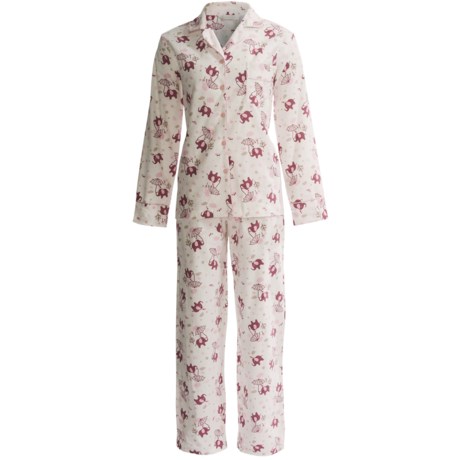 KayAnna Printed Flannel Pajama Set - Cotton, Long Sleeve (For Women)