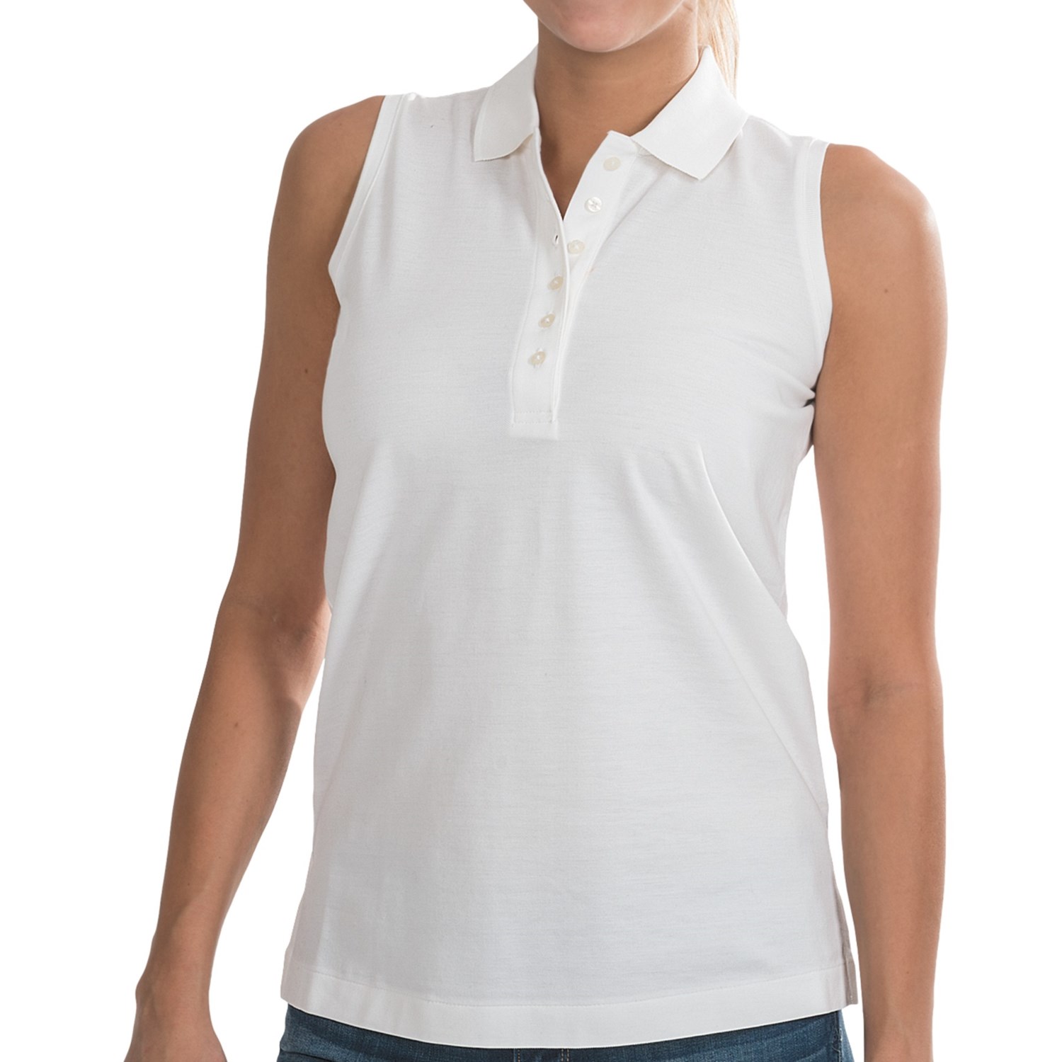Double Mercerized Cotton Polo Shirt – Sleeveless (For Women)