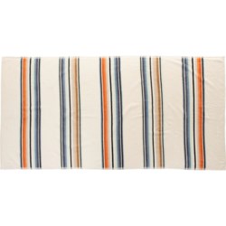 Caro Home Yarn-Dyed Velour Beach Towel - 440 gsm, 36x68”, Ivory Striped