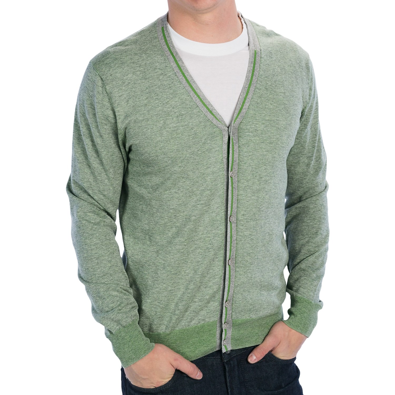 Raffi Lightweight V-Neck Cardigan Sweater - Cotton (For Men)