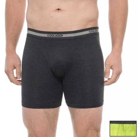 CoolKeep Green Stripe-Black Space-Dye Knit Boxer Briefs - 2-Pack (For Men)