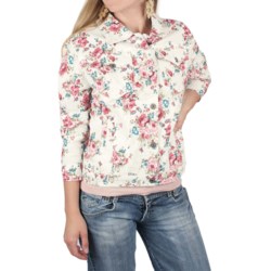 Ethyl Cotton Floral Jean Jacket - 3/4 Sleeve (For Women)