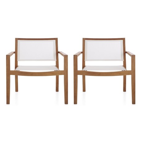 Hand Crafted in Vietnam Acacia Wood Outdoor Stacking Dining Chairs - Set of 2