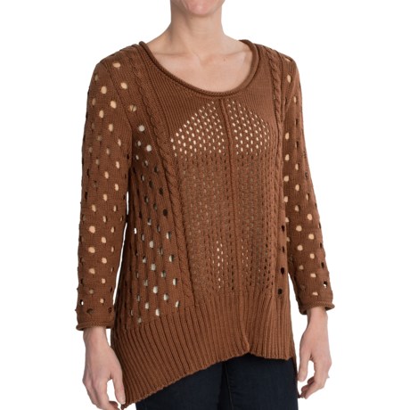 Pure Handknit Sky Tunic Sweater - Asymmetrical Hem (For Women)