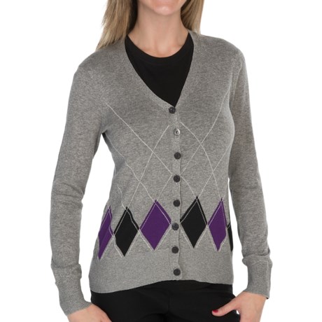 EP Pro Argyle Cardigan Sweater (For Women) 6717U - Save 83%