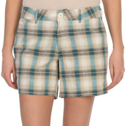 dylan Washed Plaid Chino Shorts (For Women)