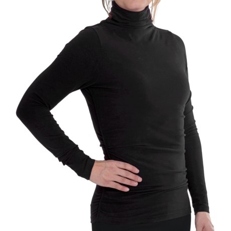 Lilla P Ruched Funnel Neck Shirt - Brushed Jersey, Long Sleeve (For Women)