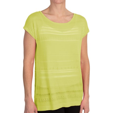August Silk Boat Neck Shirt - Short Sleeve (For Women)