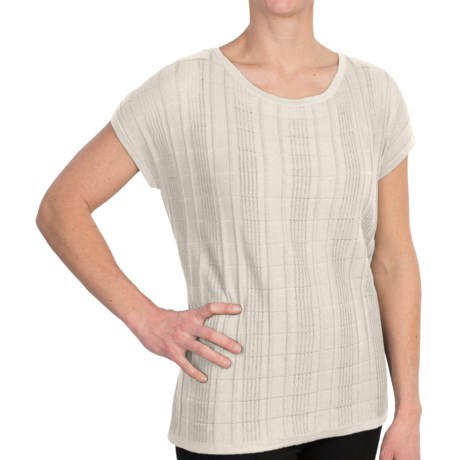 August Silk Tone-on-Tone Knit Shirt - Short Sleeve (For Women)
