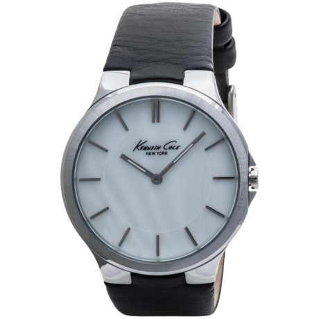 Kenneth Cole Slim Mother-of-Pearl Face Watch - Leather Strap (For Men)