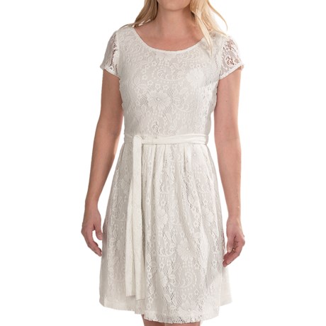 Isabella Chetta B Fit and Flare Floral Lace Dress - Short Sleeve (For Women)