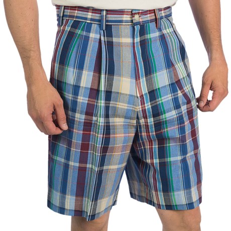 Berle Madras Plaid Shorts - Double-Reverse Pleats (For Men)