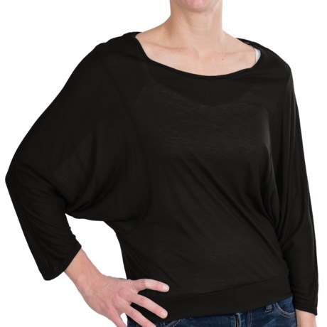 Joan Vass Sheer Scoop Neck Shirt - 3/4 Dolman Sleeve (For Women)