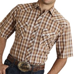 Roper Classic Metallic Plaid Western Shirt - Snap Front, Short Sleeve (For Men)